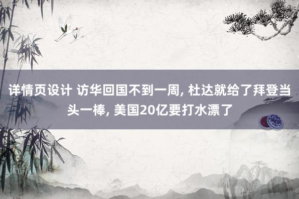 详情页设计 访华回国不到一周, 杜达就给了拜登当头一棒, 美国20亿要打水漂了