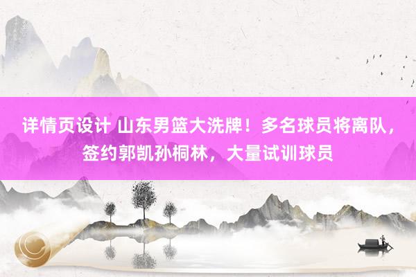 详情页设计 山东男篮大洗牌！多名球员将离队，签约郭凯孙桐林，大量试训球员